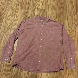 L.L. Bean Sunwashed Red Chambray Long Sleeve Traditional Fit Shirt Size XL